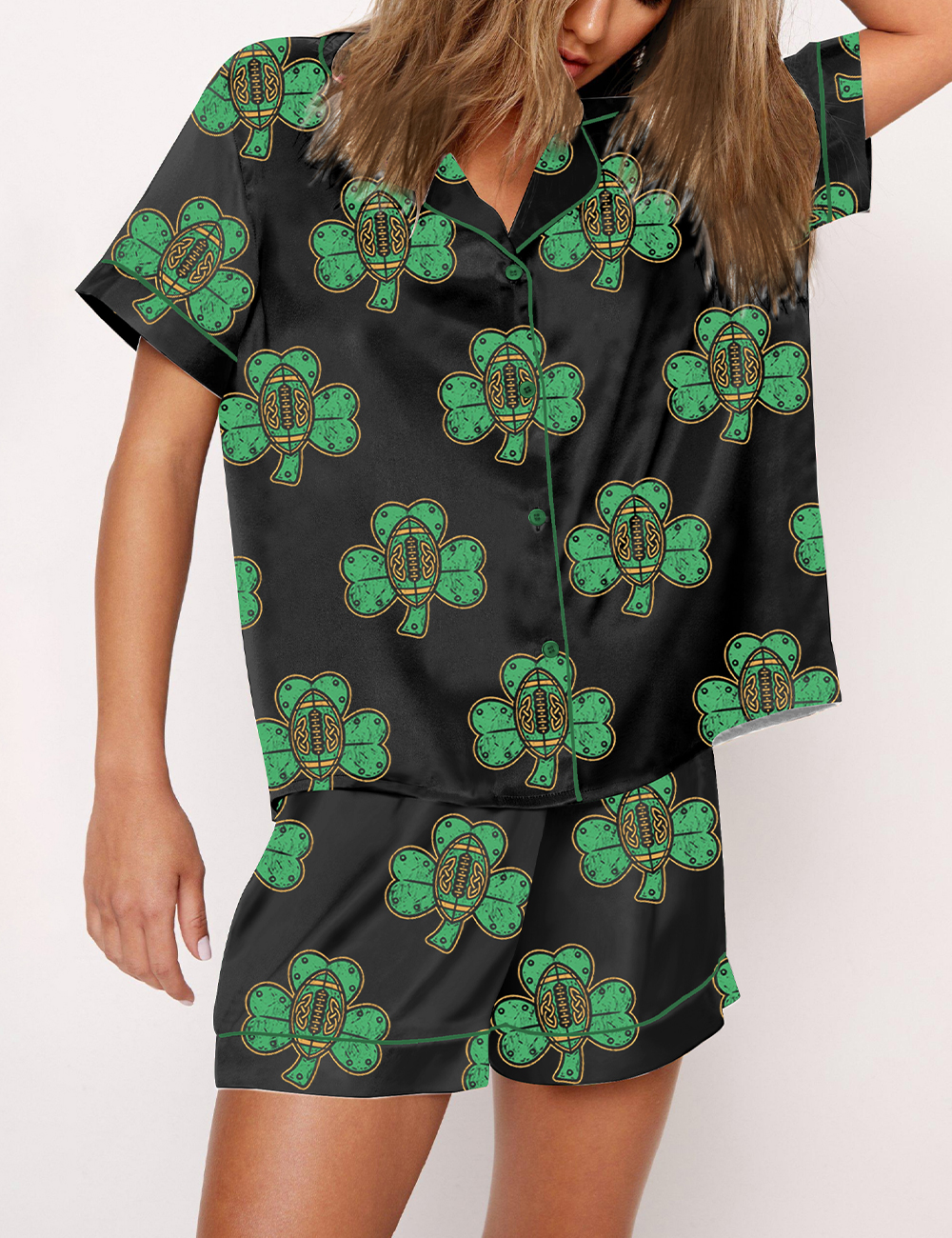 Women's Shamrocks & Steel Pittsburgh Dublin 2025 Football Satin Pajama Set