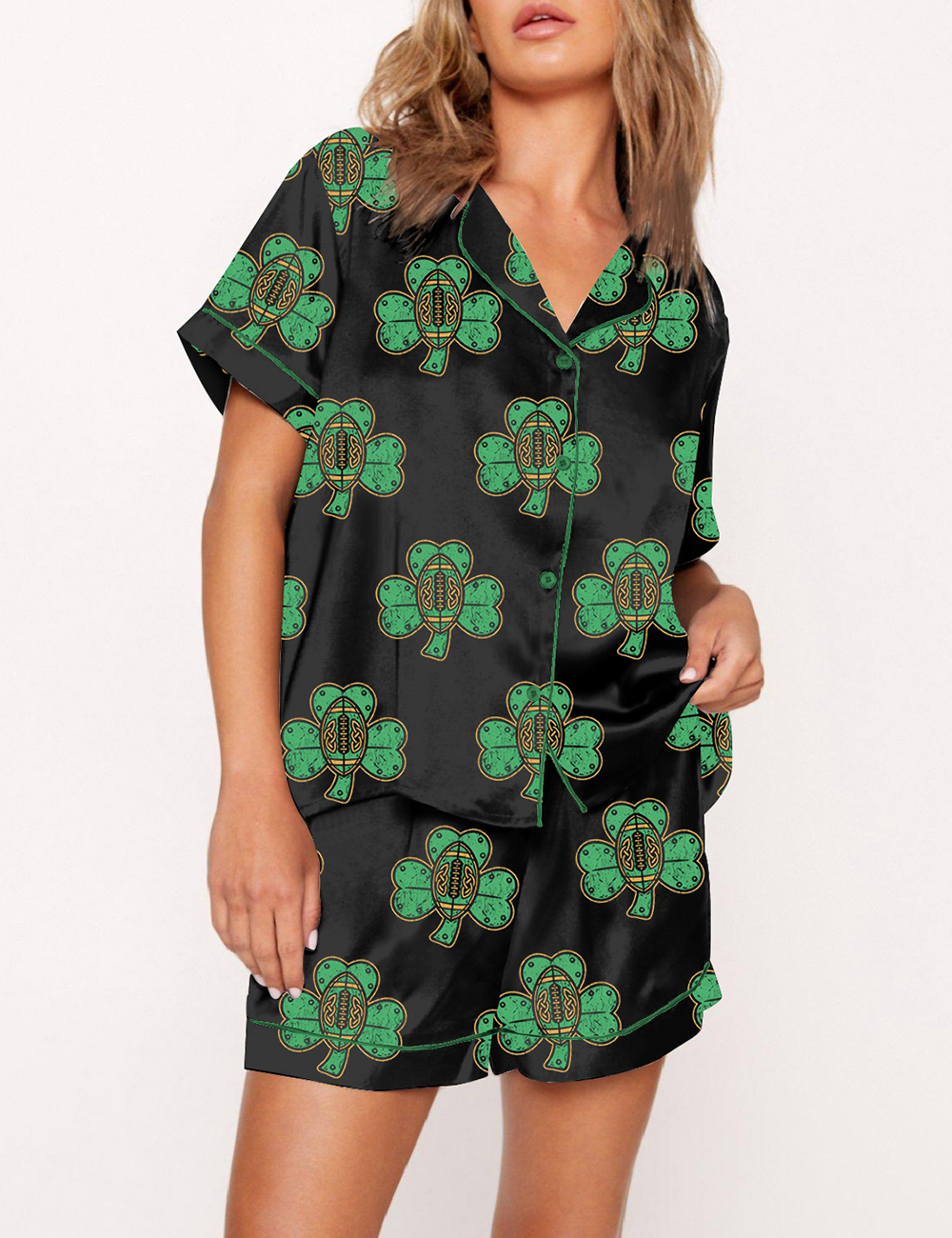Women's Shamrocks & Steel Pittsburgh Dublin 2025 Football Satin Pajama Set
