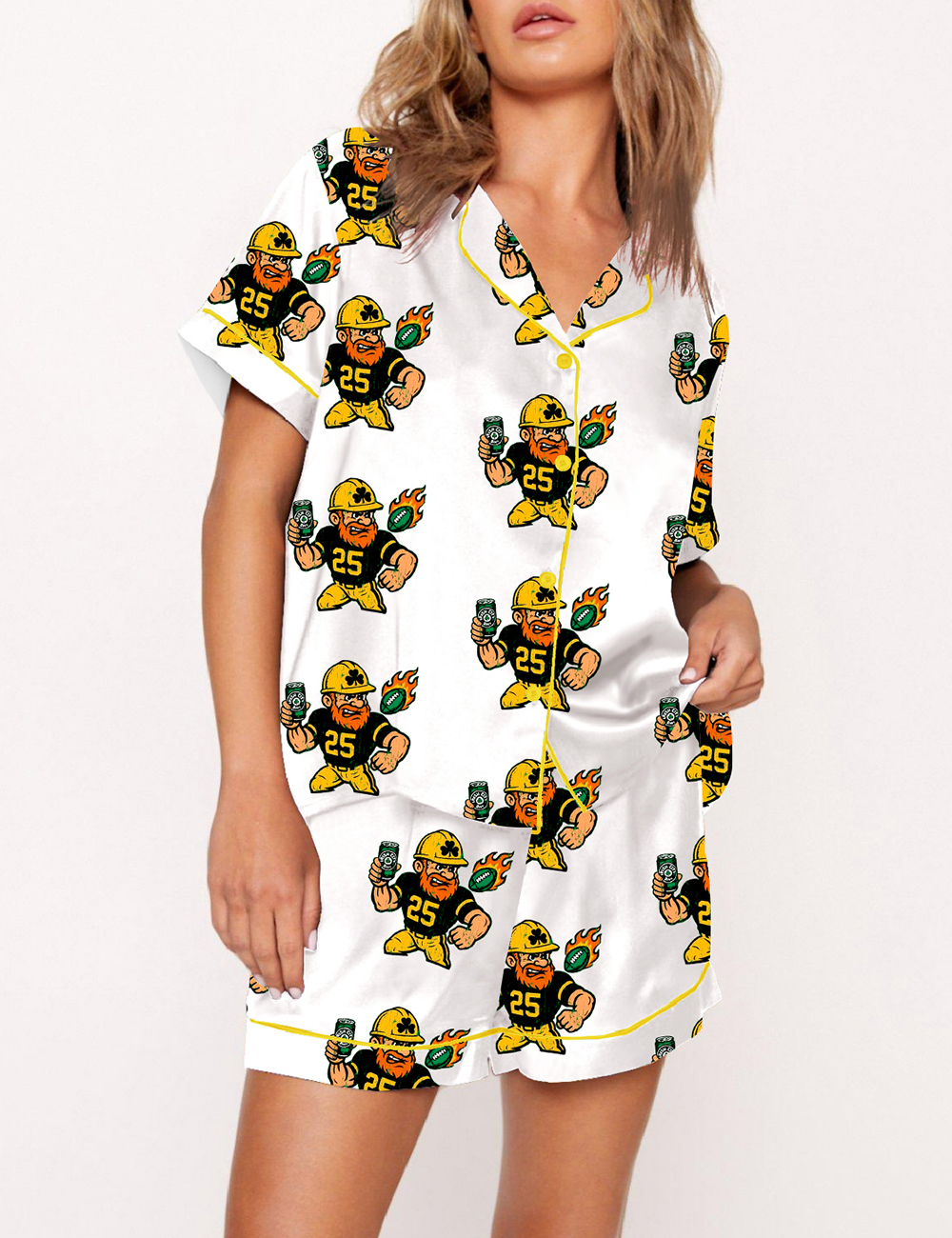 Women's Shamrock Showdown Pittsburgh Dublin 2025 Football Satin Pajama Set