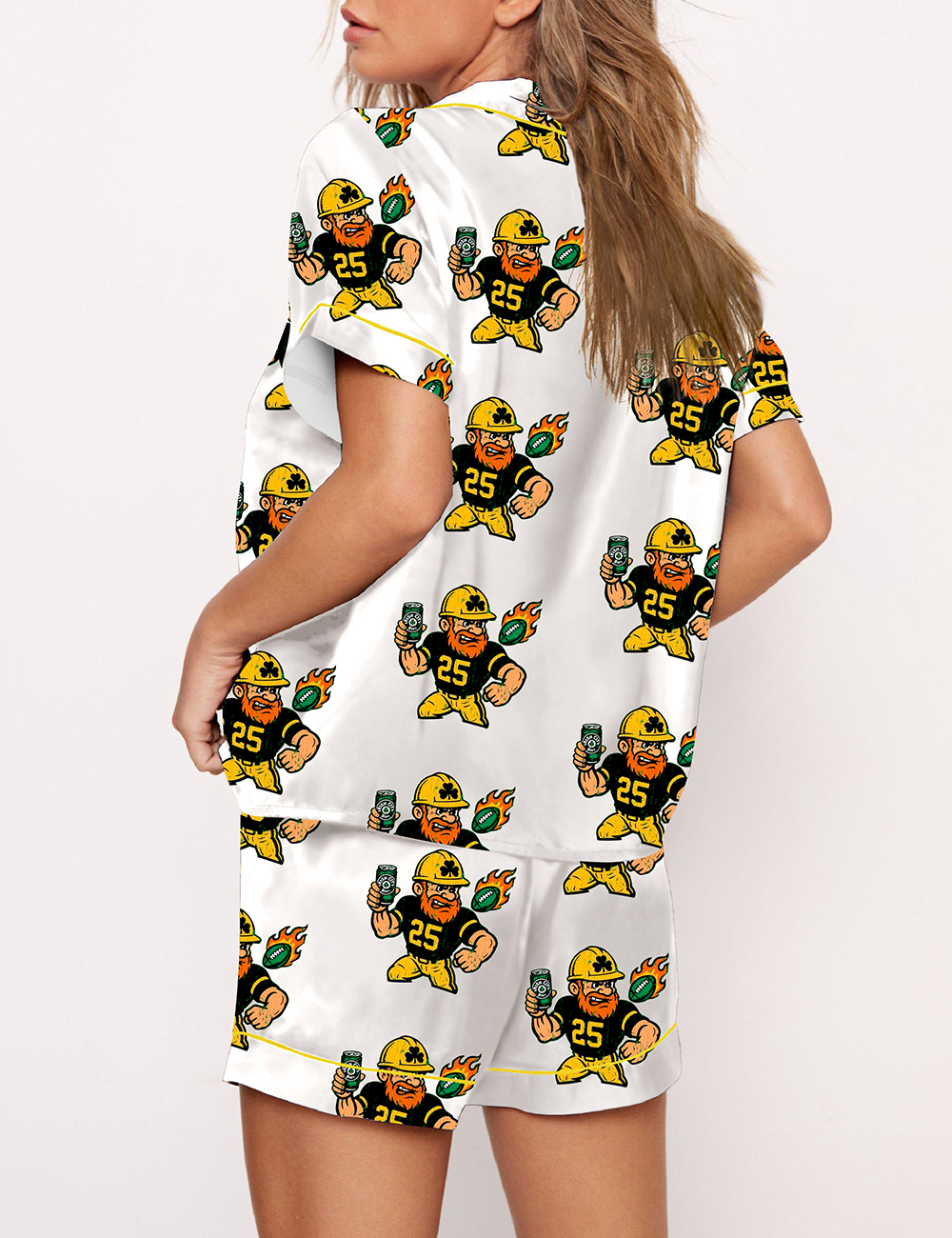 Women's Shamrock Showdown Pittsburgh Dublin 2025 Football Satin Pajama Set