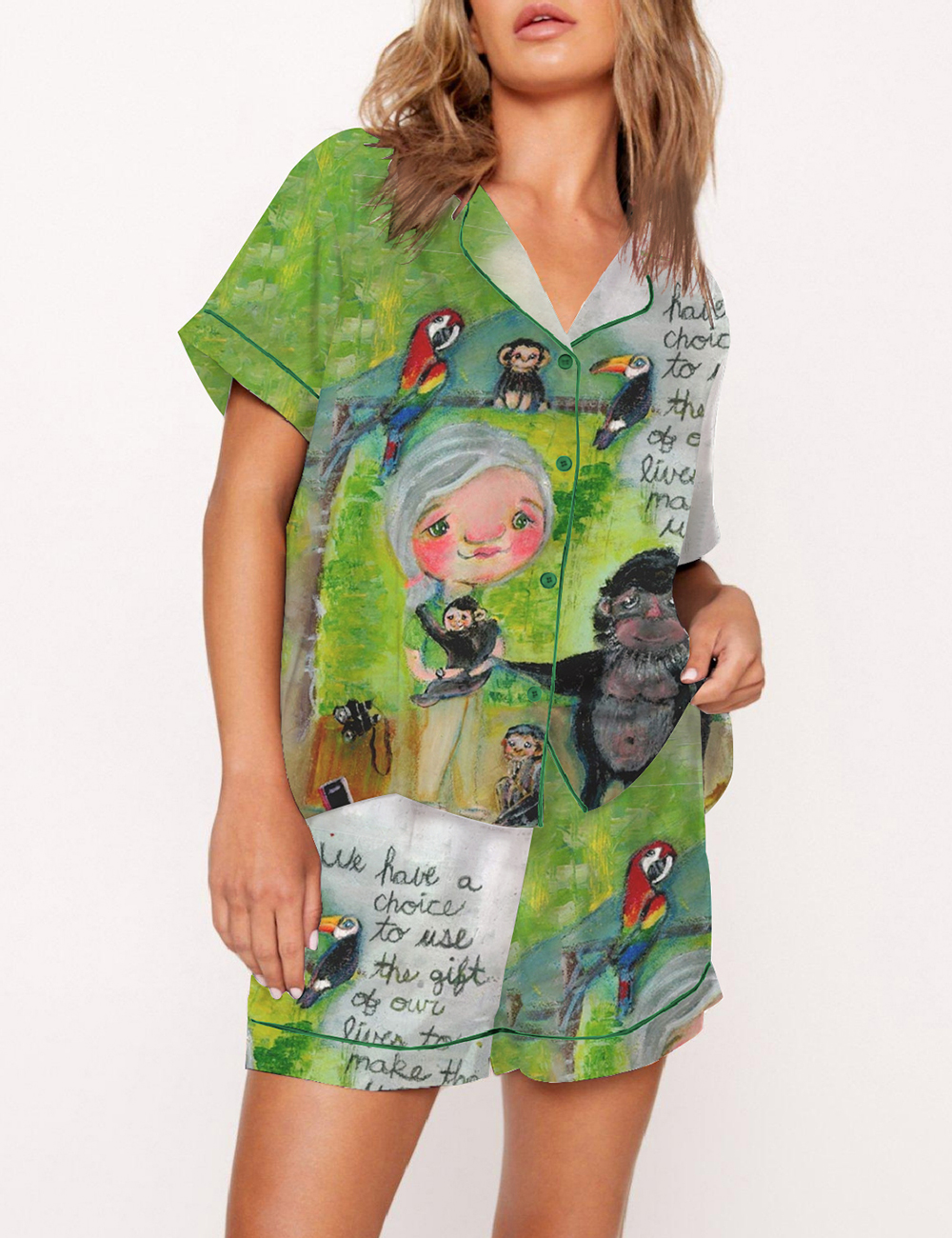 Women's Jane Goodall Female Scientist Satin Pajama Set