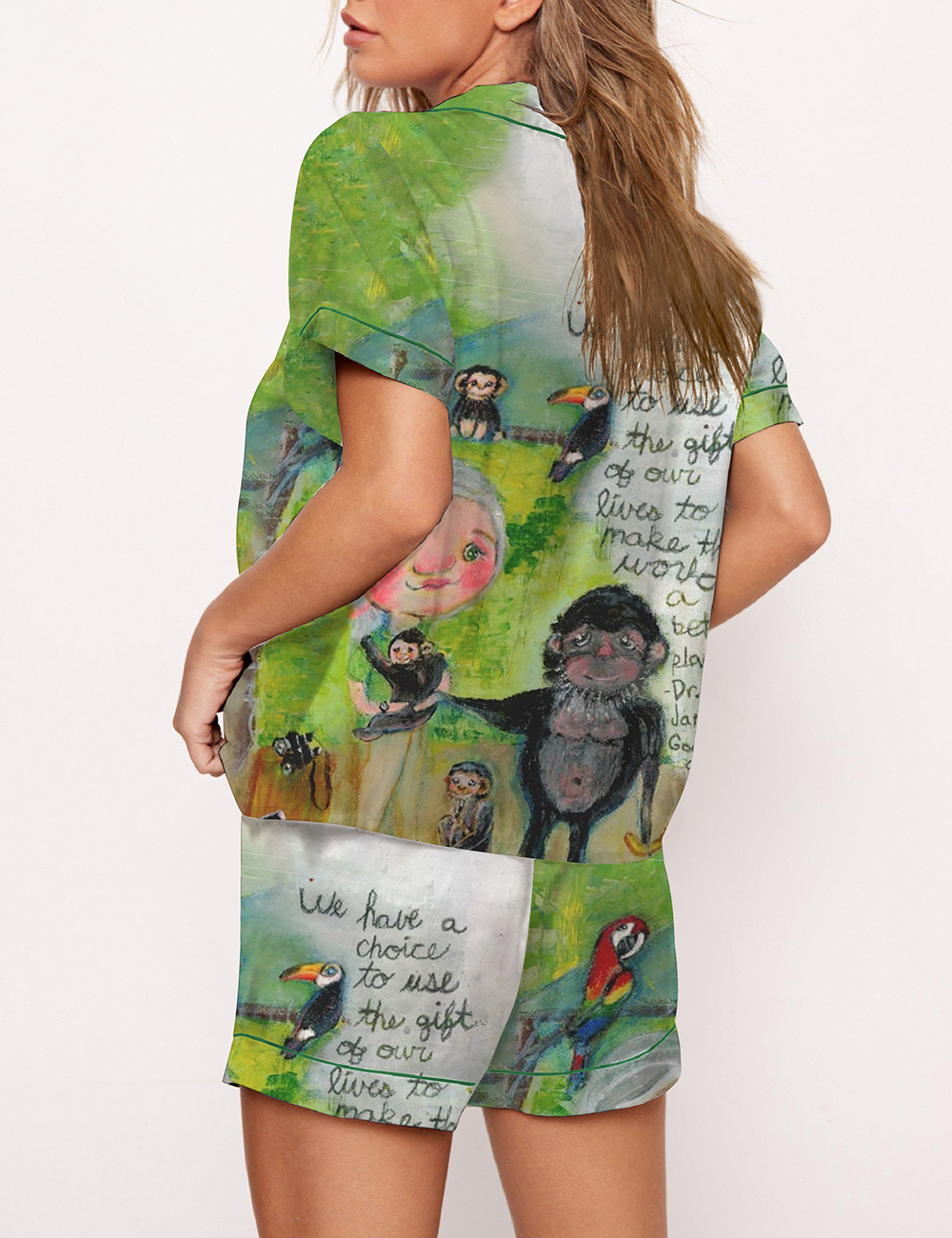 Women's Jane Goodall Female Scientist Satin Pajama Set