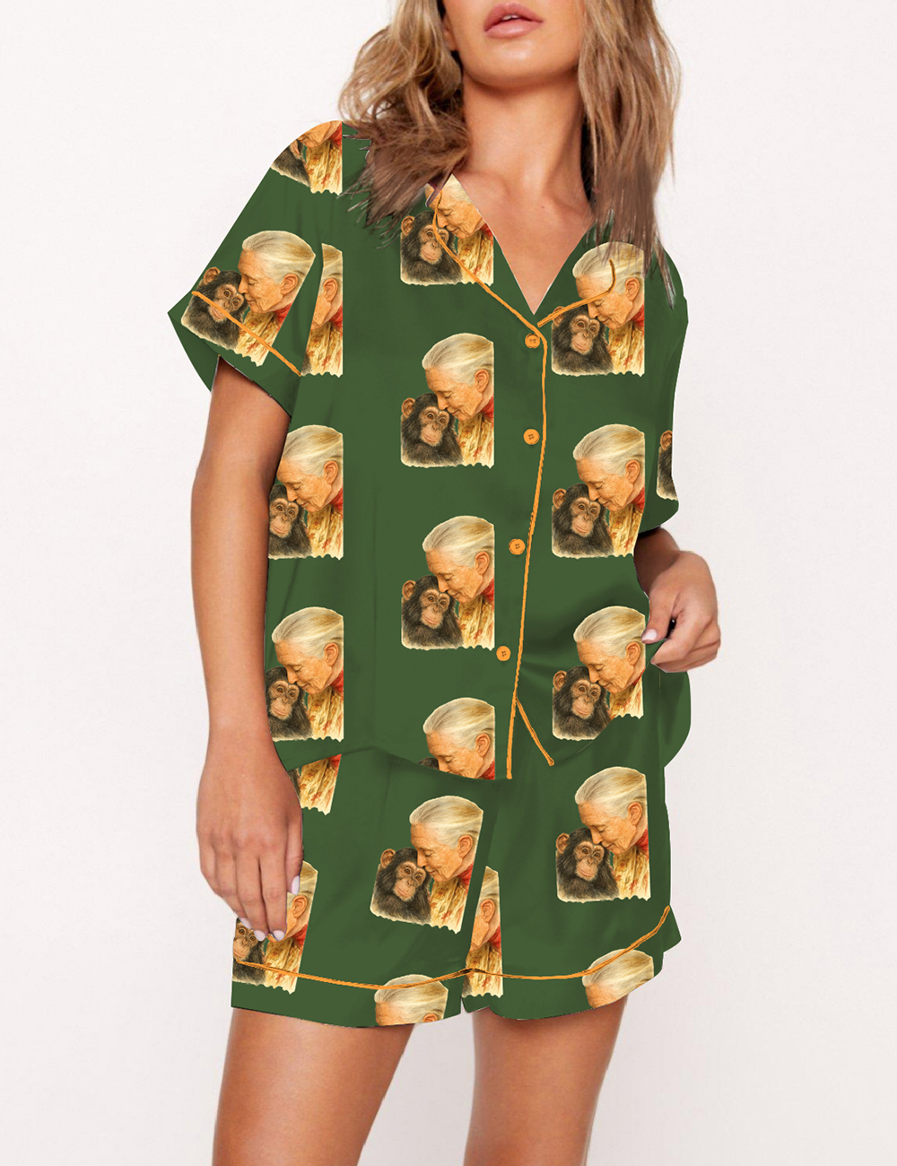 Women's Jane Goodall Quote What You Do Makes A Difference Satin Pajama Set