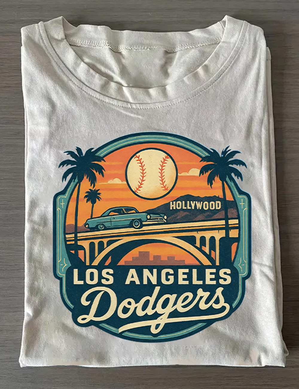 Los Angeles Dodgers LA Freeway & Hollywood Sunset T-Shirt