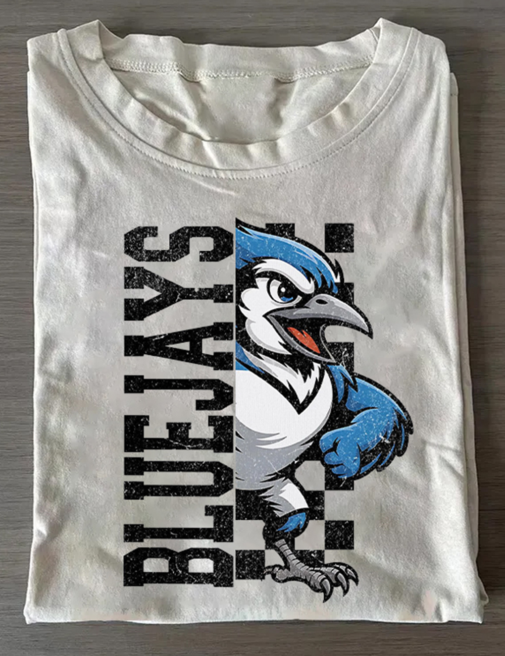 Half Blue Jays Mascot Baseball T-Shirt