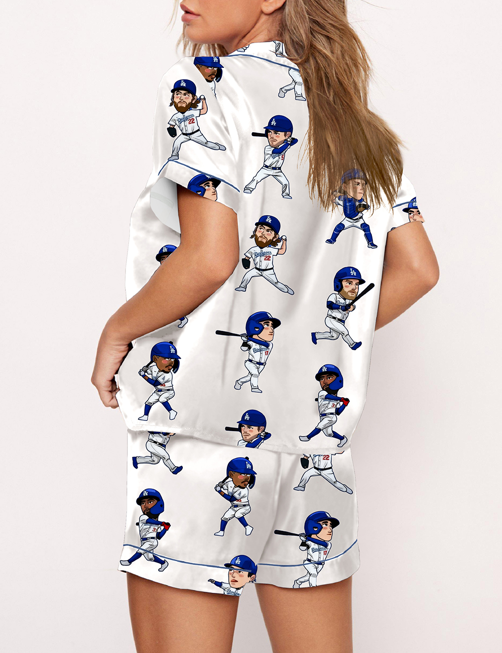 Women's Los Angeles Dodgers Cartoon Baseball Player World Series Champions Pajama Set