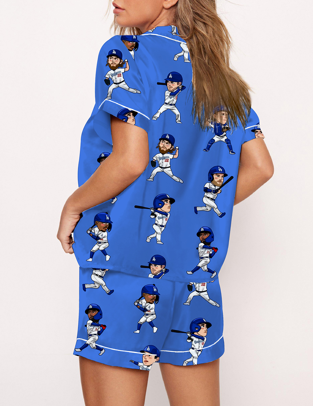 Women's Los Angeles Dodgers Cartoon Baseball Player World Series Champions Pajama Set