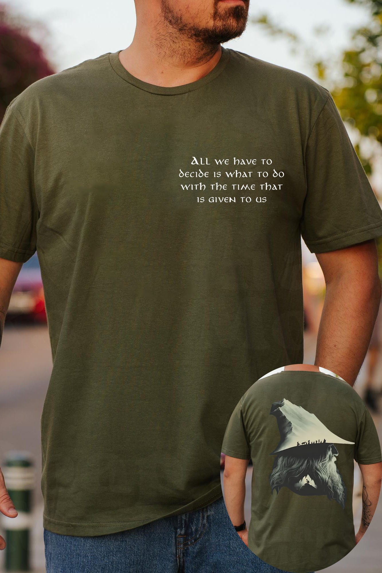 Gandalf LOTR Quotes All We Have To Decide Is What To Do Vintage 2 Sides T-Shirt