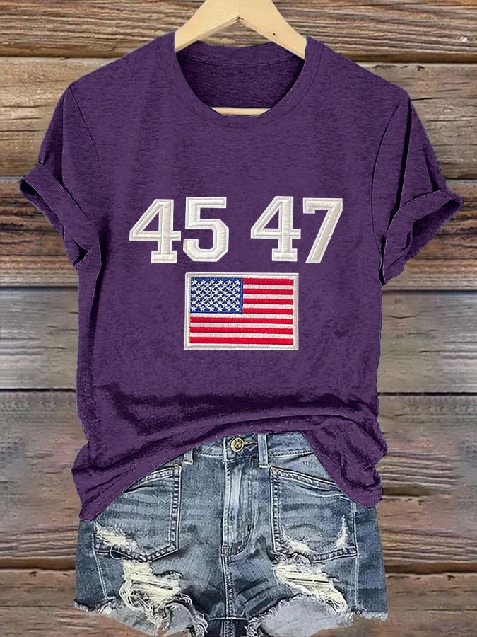 Retro 45 47 Print T-Shirt