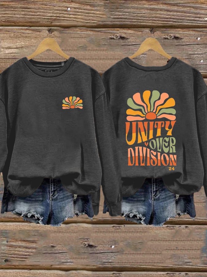 Women's Unity Over Division Print Crew Neck Sweatshirt