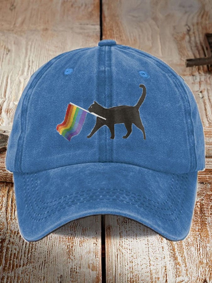 Unisex La Cat Rainbow Flag Communism Print Baseball Cap