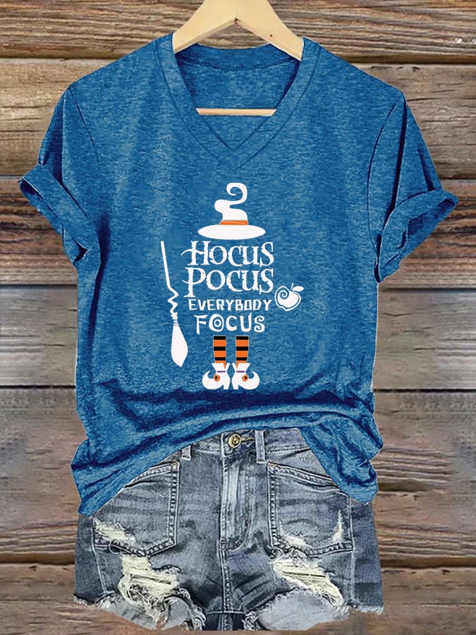 Women's Hocus Pocus Everybody Focus printed casual T-shirt