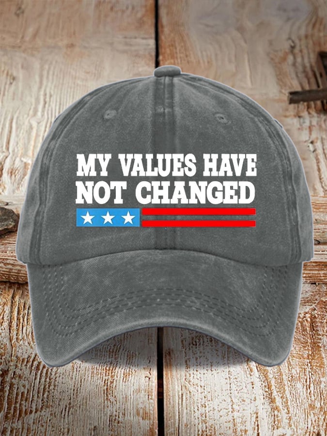 Unisex My Values ​​Never Change Printed Washed Distressed Hat