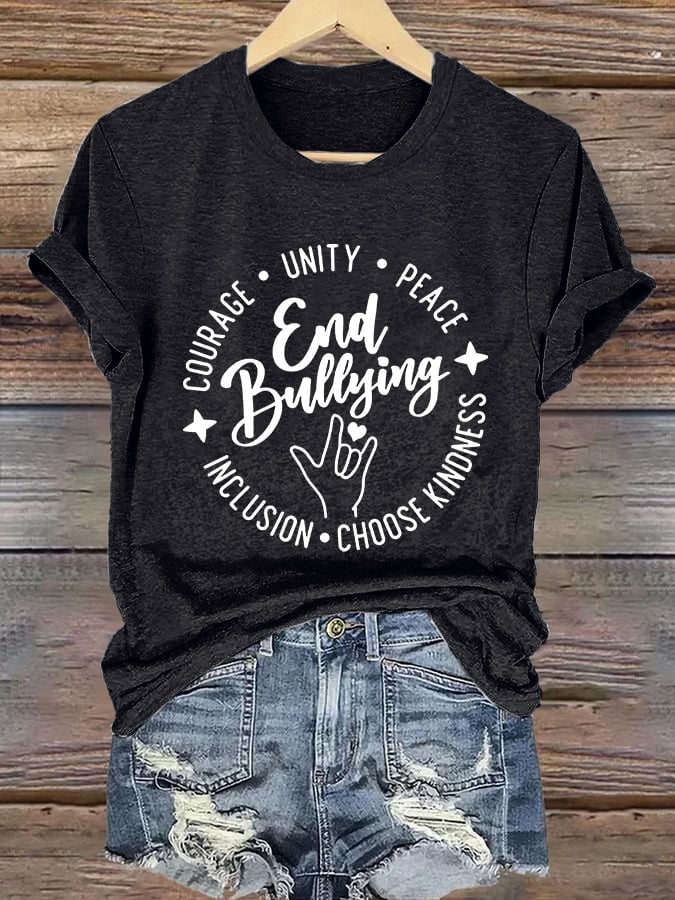Retro Bullying Prevention Month Awareness End Bullying Choose Kindness Print T-Shirt
