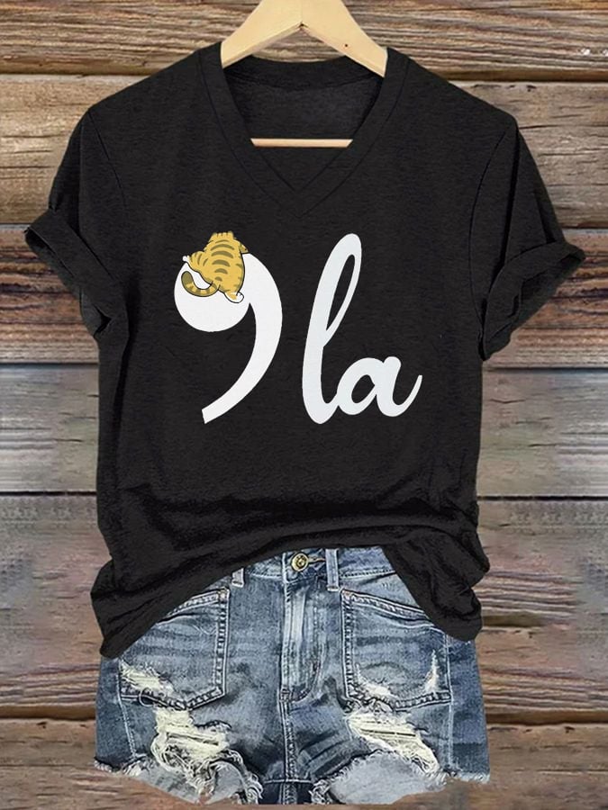 Women's general election hot comma la printed casual T-shirt