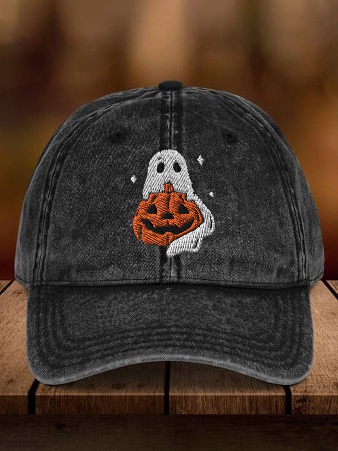 Halloween Ghost Pumpkin Retro Baseball Hat
