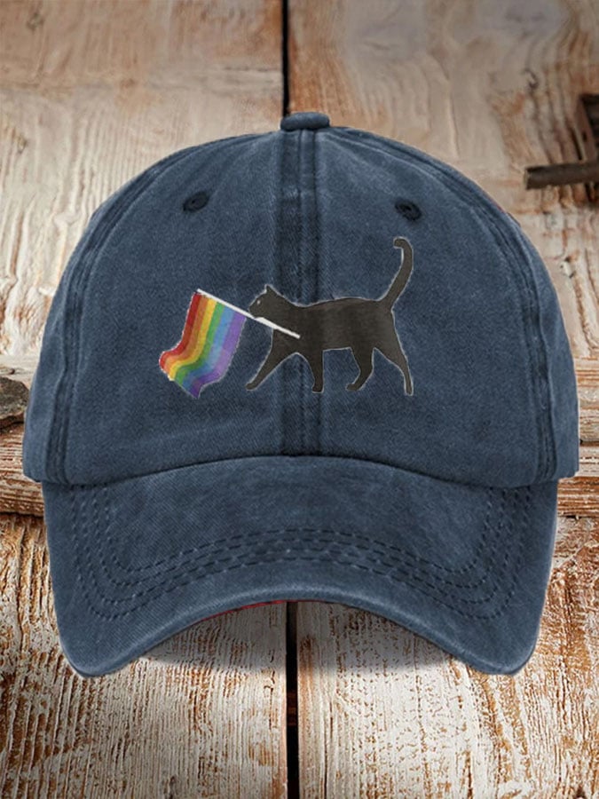 Unisex La Cat Rainbow Flag Communism Print Baseball Cap