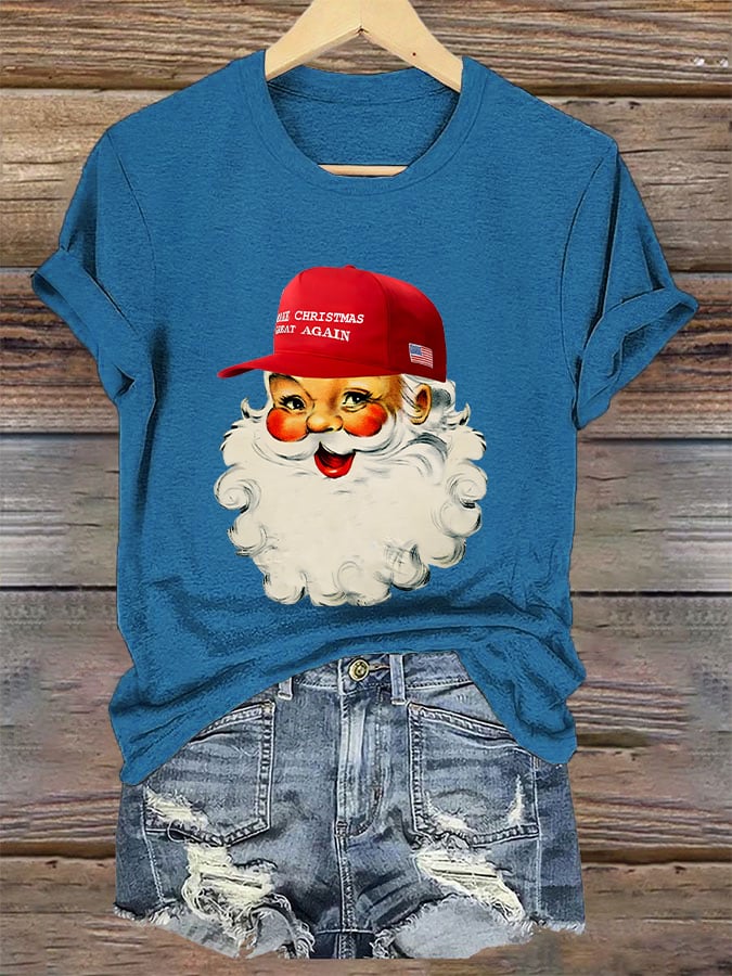 Women's Santa Claus Print T-Shirt