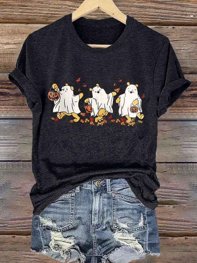 Retro Halloween Ghost Print T-Shirt