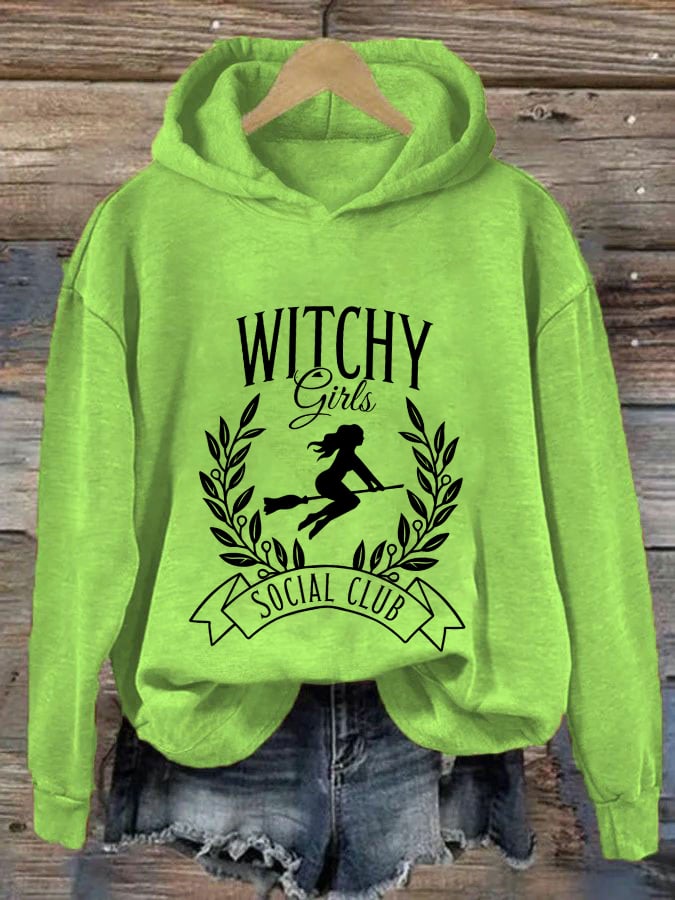 Women's Halloween Witchy Vibes Spooky Printed Hoodie