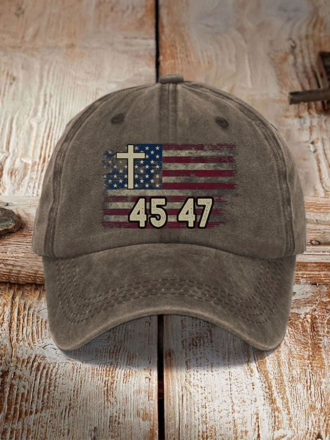 45 47 Cross Flag Printed Hat