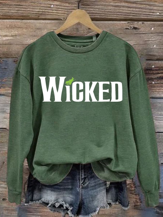 Women's Wicked Witch Print Round Neck Sweatshirt