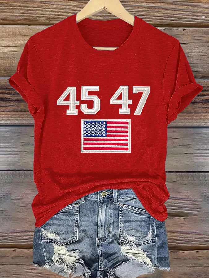 Retro 45 47 Print T-Shirt