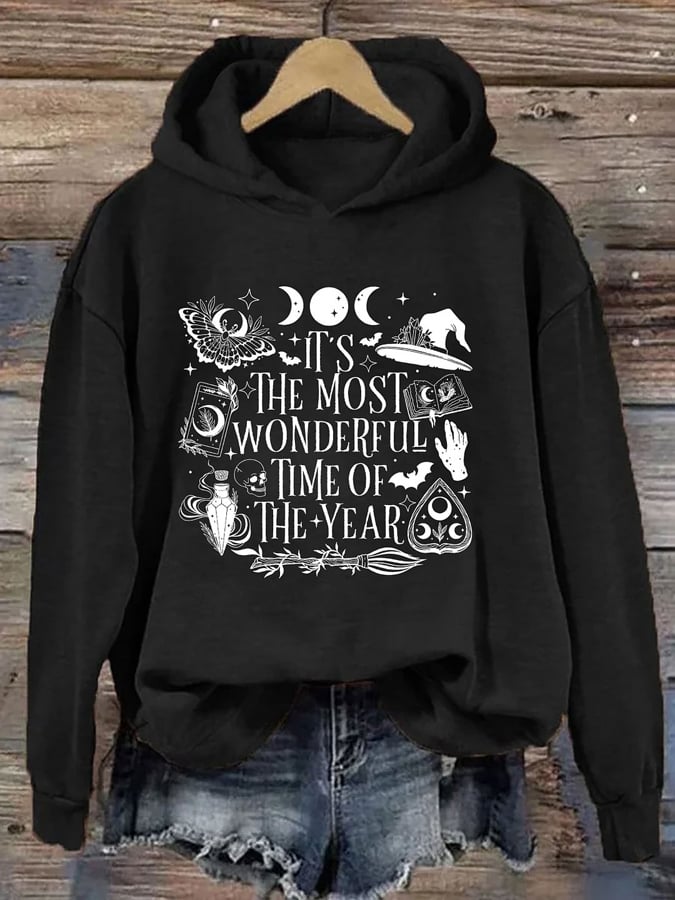 Women's It's The Most Wonderful Time Of The Year Print Casual Hooded Sweatshirt