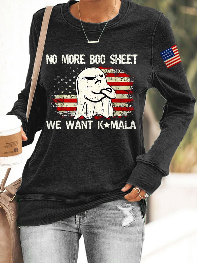 Women's No More Boo Sheet American Flag Sweatshirt