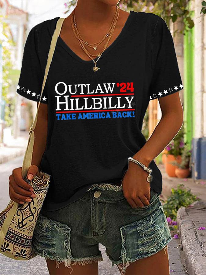 Women's  Outlaw 24 Hillbilly  Print Casual T-Shirt