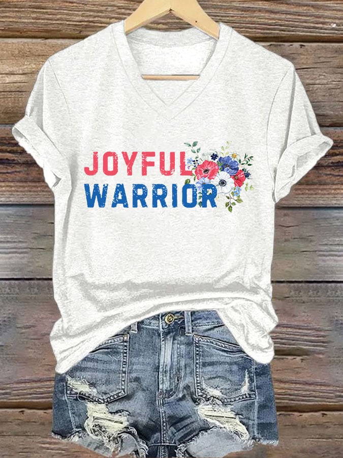 Women's Floral Joyful Warrior Print T-shirt