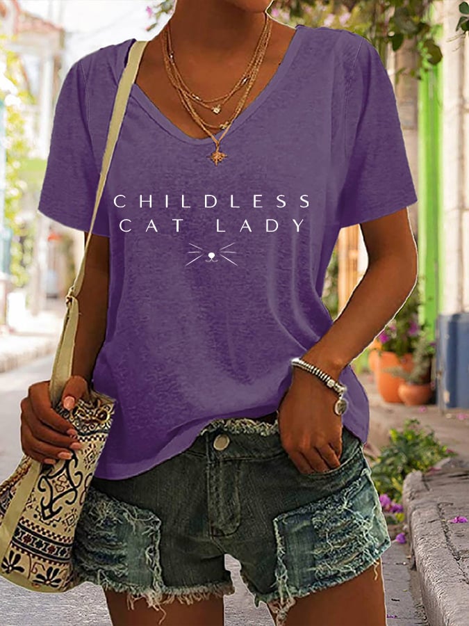 Women's Childless Cat Lady Print T-Shirt