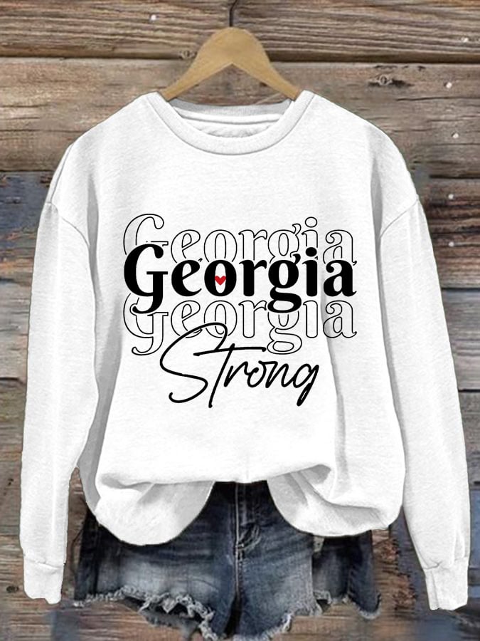 Women's Georgia Strong Print Round Neck Sweatshirt
