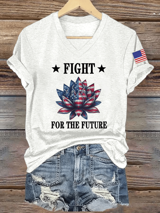 Women's Fight For The Future Printed Round Neck Short Sleeve T-Shirt