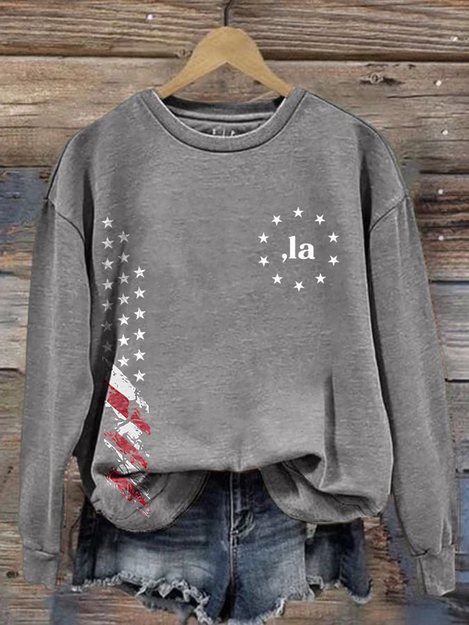 Women's comma la print crew neck sweatshirt