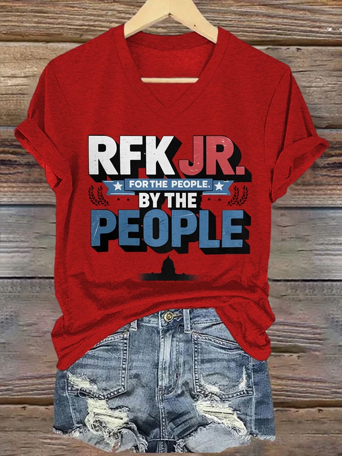 Women's Printed Casual V Neck T-Shirt