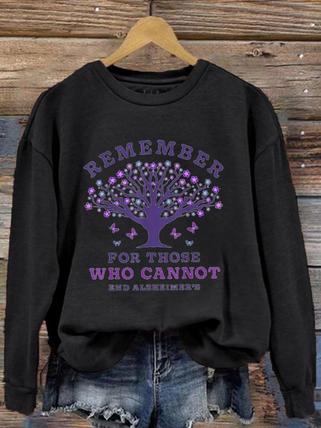Women's Remember For Those Who Cannot Dementia Alzheimer's Disease Awareness Printed Sweatshirt