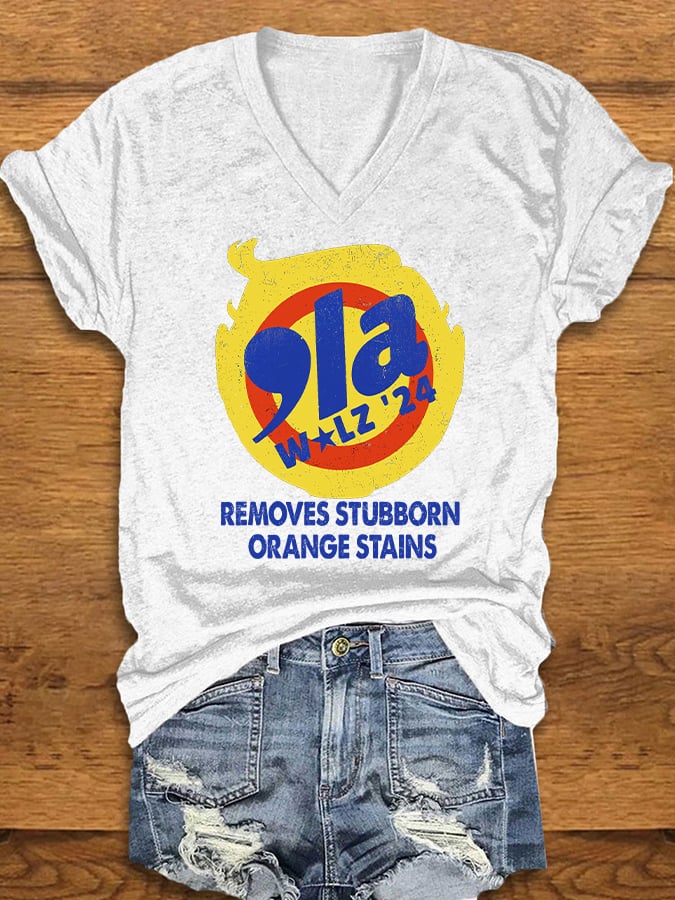 Women's 2024 Removes Stubborn Orange Stains Print T-Shirt