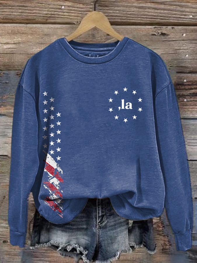 Women's comma la print crew neck sweatshirt