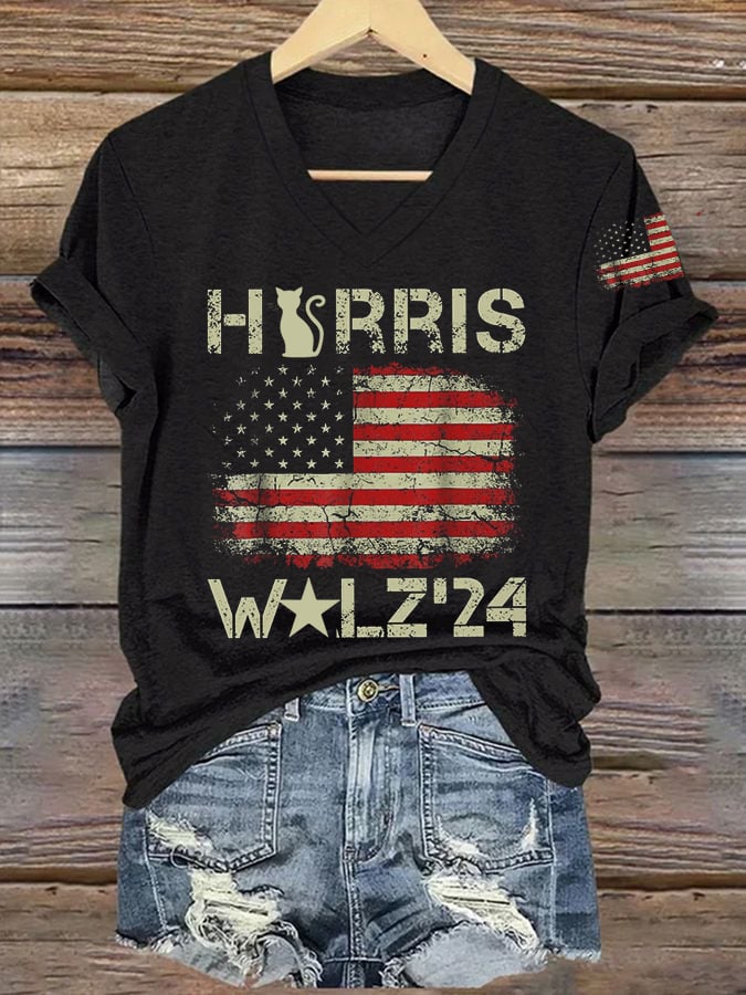 Women's general election hot comma la printed casual T-shirt