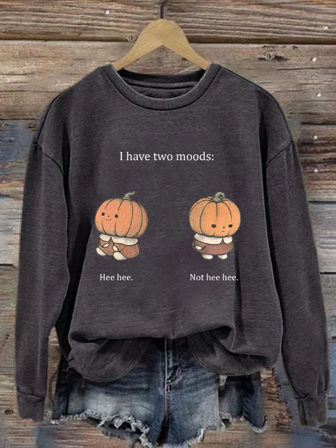 Women's Pumpkin Doll Print Casual Sweatshirt