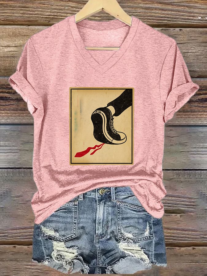 Women's Casual Printed V-Neck T-Shirt