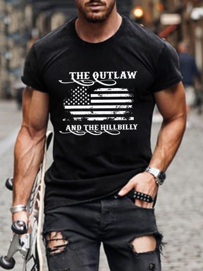 Men's The Outlaw and The Hillbilly Printed Casual T-Shirt