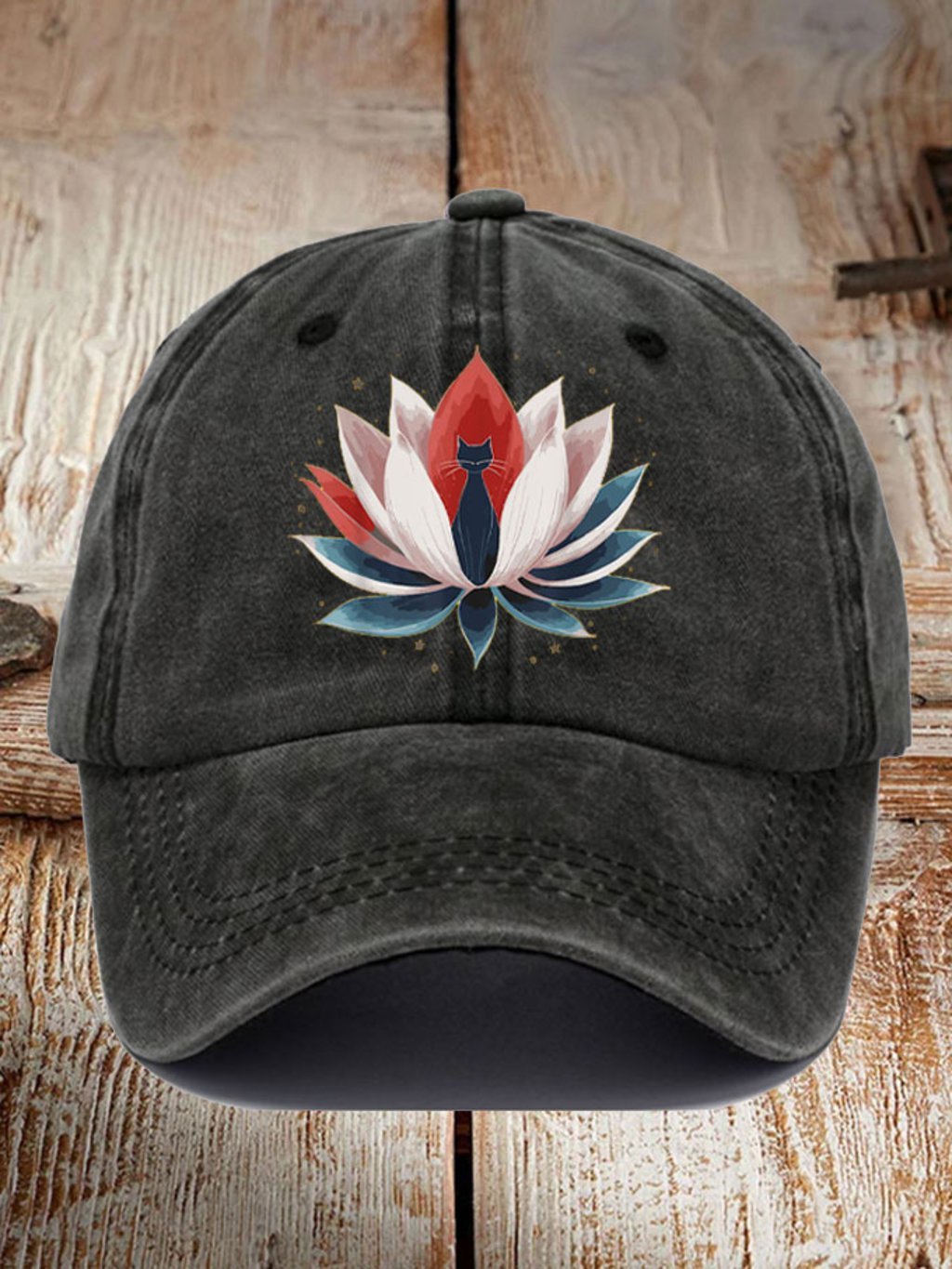 Unisex Lotus&Cat Printed Hat