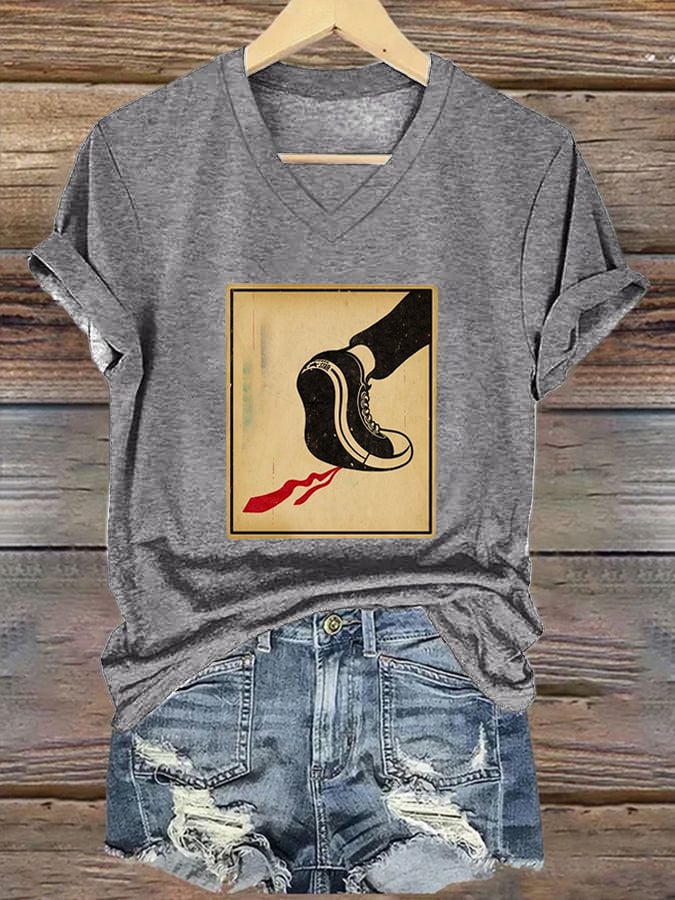 Women's Casual Printed V-Neck T-Shirt