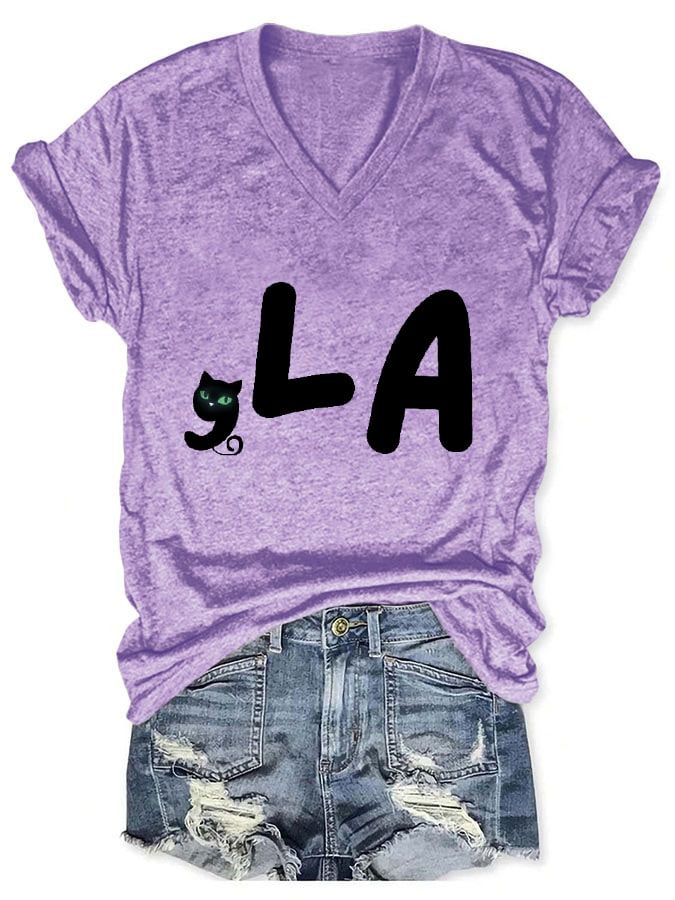 Women's Childless Cat Lady La Print T-Shirt