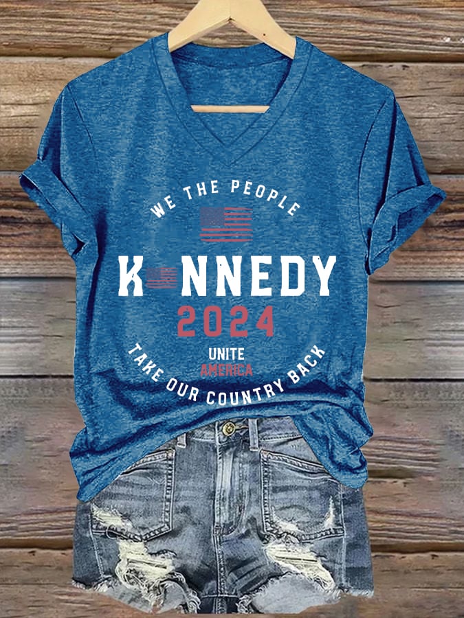 Women's Take America Back Print V-Neck T-Shirt