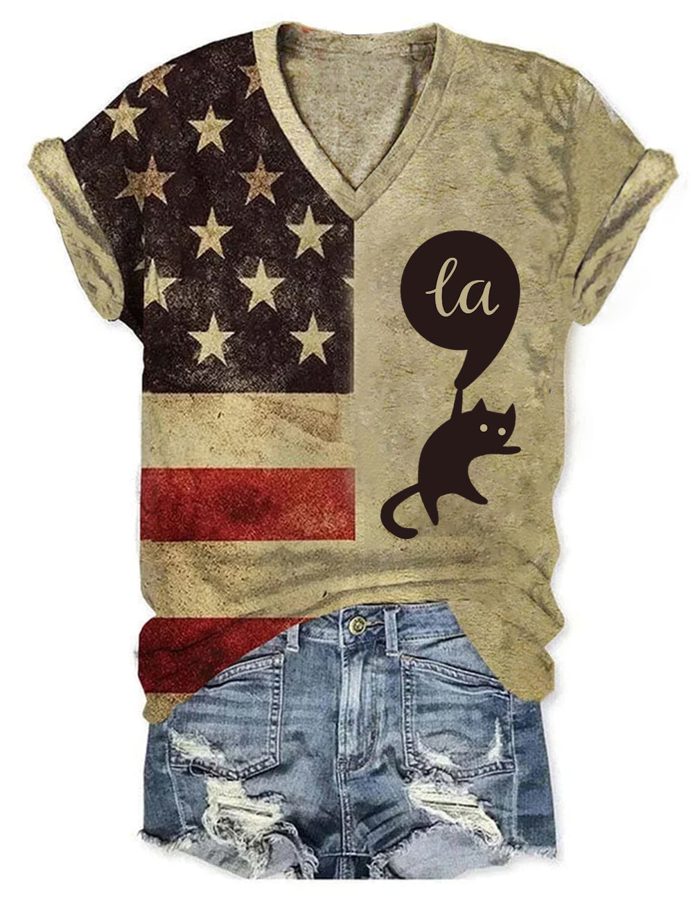 Women's 'La Cat Ladies Print T-Shirt