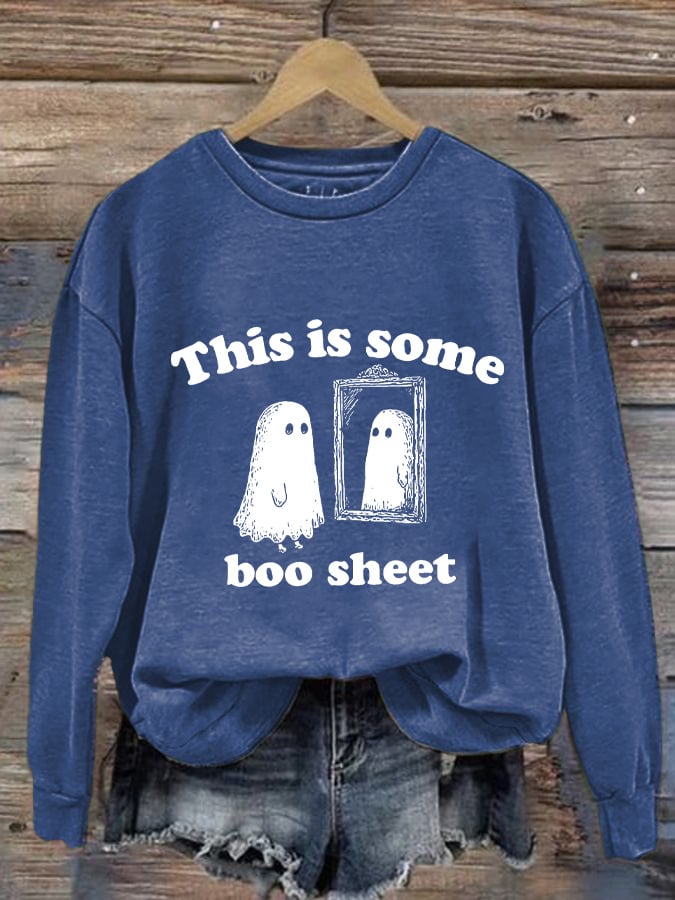Women's This Is Some Boo Sheet Print Round Neck Sweatshirt
