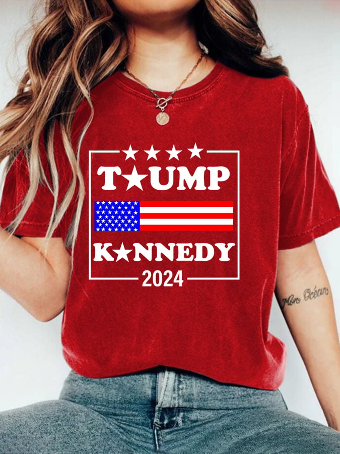 Women's American Flag Print Crew Neck T-Shirt